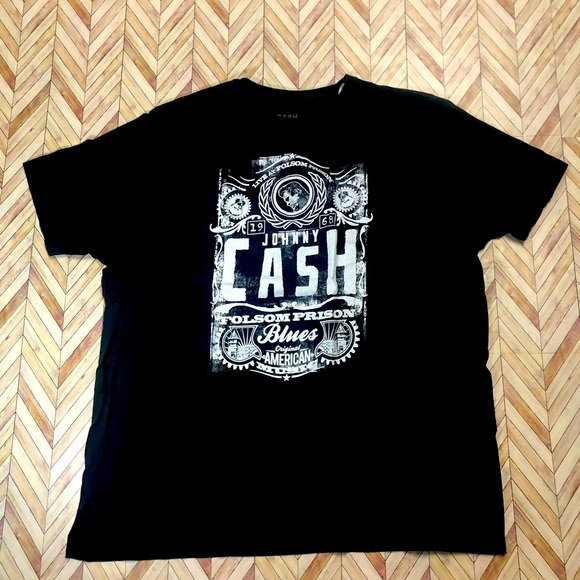 Johnny Cash Live At Folsom Prison Blues Graphic Tee Men's 3XL Short Sleeve Black - Picture 1 of 7